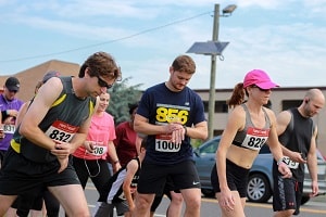 A group of runners getting ready for a run